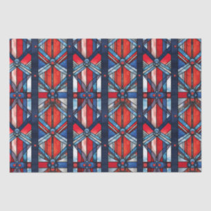 Red White Blue Patriotic Stained Glass 4th of July Tissue Paper
