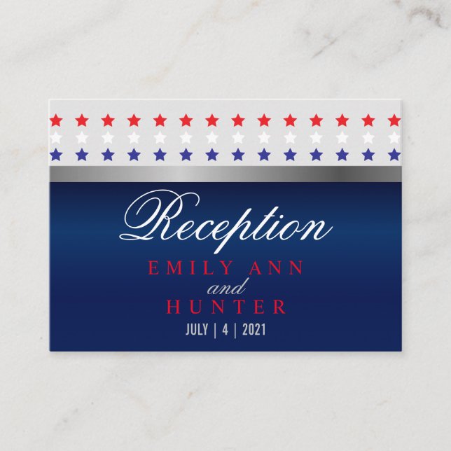 Red, White & Blue Patriotic Star Wedding Enclosure Card (Front)