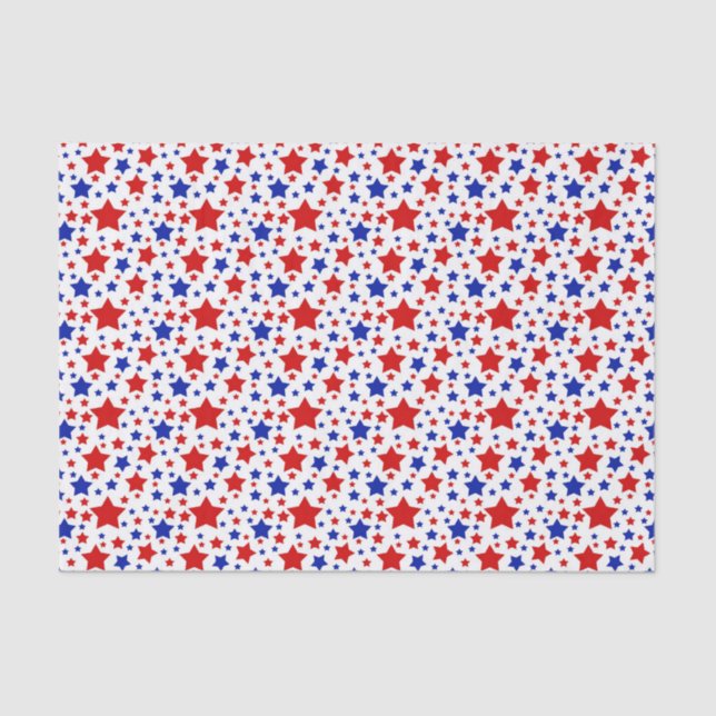Red white blue Patriotic stars pattern tissue Tissue Paper (Front)