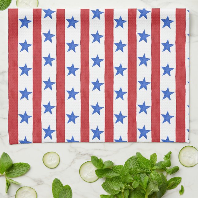Red White & Blue Patriotic Tea Towel (Folded)