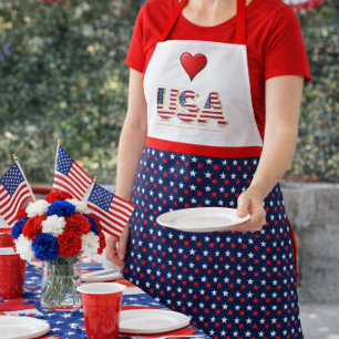 Red White Blue Patriotic USA 4th of July  Apron