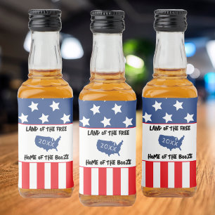Red White & Blue Patriotic USA American Flag Liquor Bottle Label