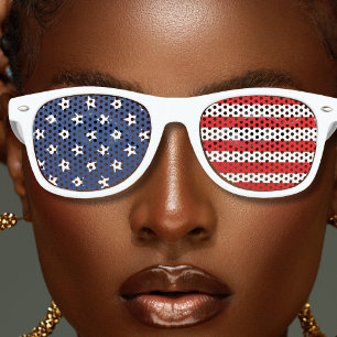 Red White & Blue Patriotic USA American Flag Retro Retro Sunglasses