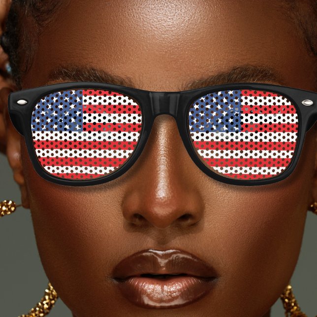 Red White & Blue Patriotic USA American Flag Retro Retro Sunglasses (usa american flag retro sunglasses)