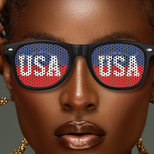 Red White & Blue Patriotic USA American Retro Sunglasses (red white and blue usa retro sunglasses)