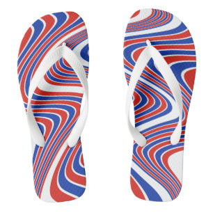 Red, White & Blue Patriotic Wavy Stripes Jandals
