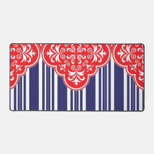 Red, White, Blue Pattern Decorative Desk Mat