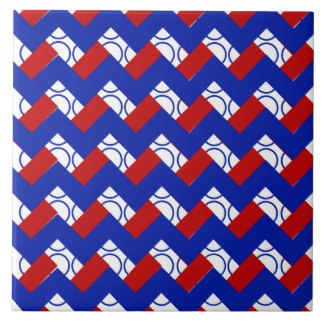 Red White Blue Pattern IV Ceramic Tile