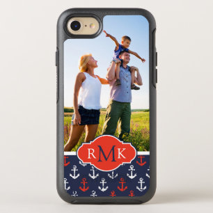 Red White & Blue Pattern   Your Photo & Monogram OtterBox Symmetry iPhone 8/7 Case