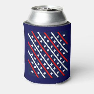 Red White & Blue Patterned Can Cooler
