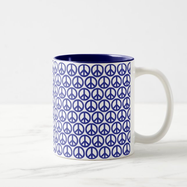 Red White & Blue Peace Two-Tone Coffee Mug (Right)