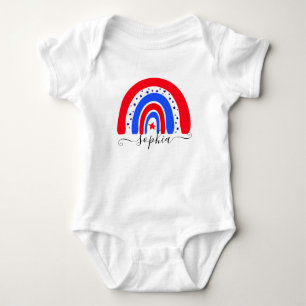 Red White & Blue Personalized Rainbow 4th of July Baby Bodysuit