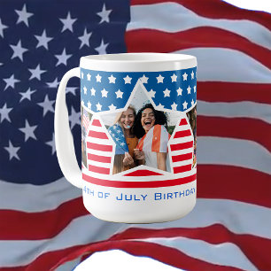 Red White Blue Photo 4th of July Birthday Coffee Mug