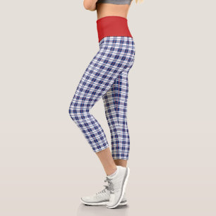 Red, White & Blue Plaid Capri Leggings