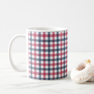 Red White Blue Plaid Coffee Mug