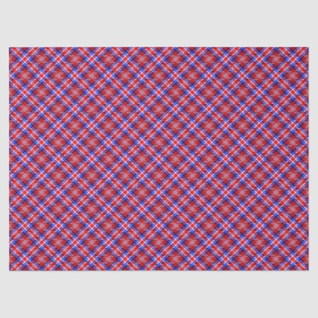 Red White Blue Plaid Pattern Patriotic Retro Cool Tissue Paper (Front)