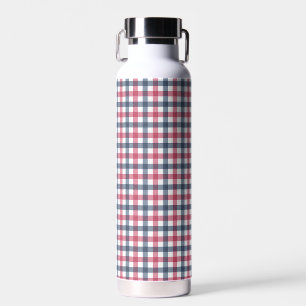 Red White Blue plaid Water Bottle