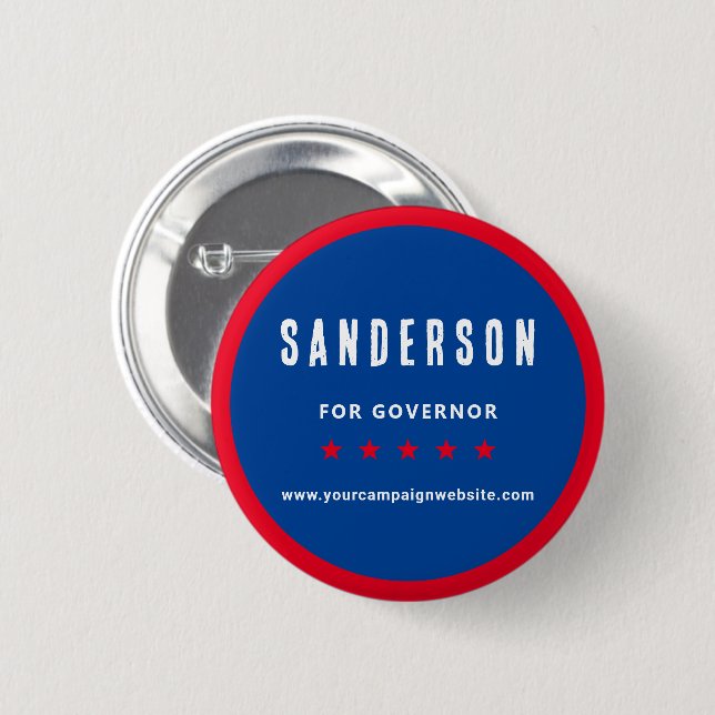 Red White Blue Political Election Campaign Name 6 Cm Round Badge (Front & Back)
