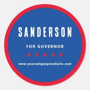 Red White Blue Political Election Campaign Name Classic Round Sticker