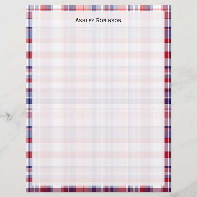 Red, White, Blue Preppy Madras Plaid (Front)