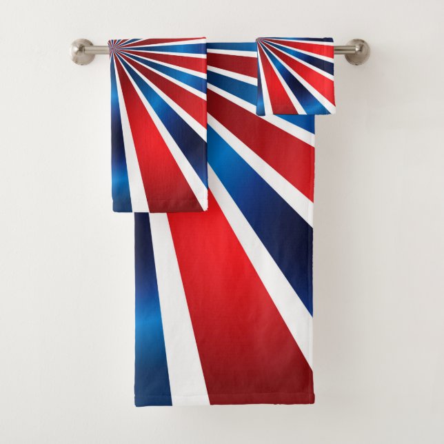 Red White Blue Radial pattern  Bath Towel Set (Insitu)