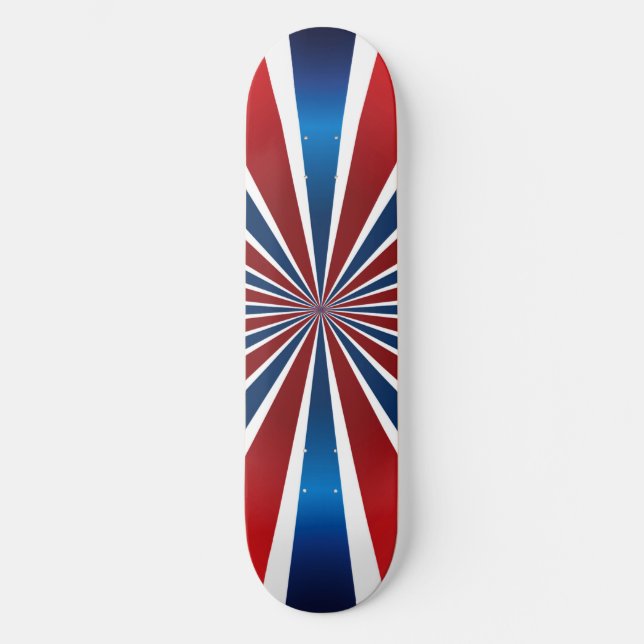 Red White Blue Radial Pattern Skateboard (Front)