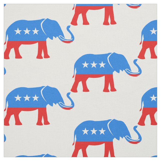 Red White Blue Republican Elephant Patriotic Fabric (Swatch)