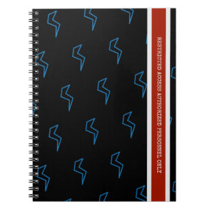 Red White Blue Restricted Access Lightning Bolt Notebook