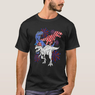 Red White Blue Rex Dinosaur Funny 4th Of July Patr T-Shirt