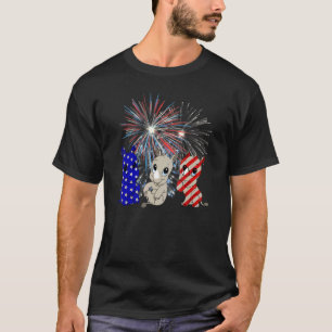 Red White Blue Rhino Fireworks Patriotic 4th Of Ju T-Shirt