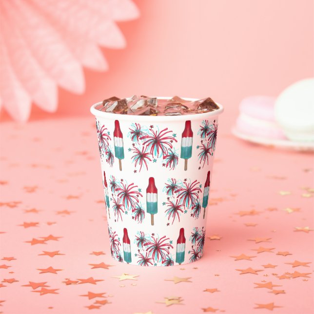 Red White Blue Rocket Pop Popsicle Fireworks USA Paper Cups (Insitu)
