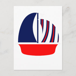 Red White Blue Sail Boat Postcard