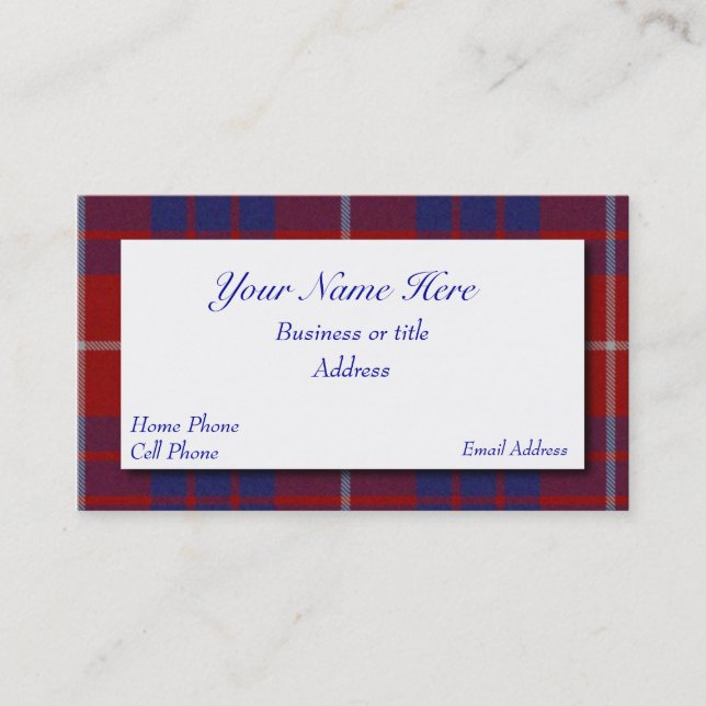 Red, White, & Blue Scottish Plaid Business Card (Front)