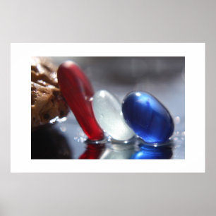 Red White & Blue Sea Glass Poster