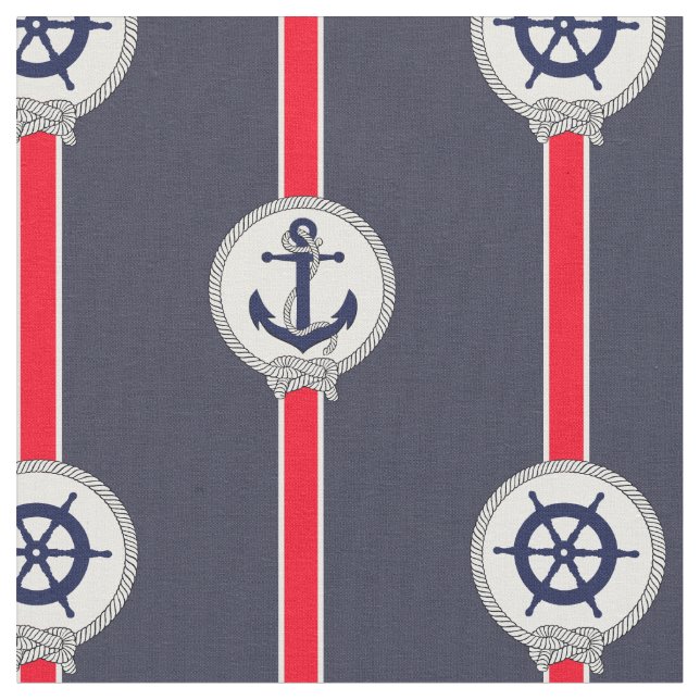 Red white blue ship steering wheel fabric (Close Up)