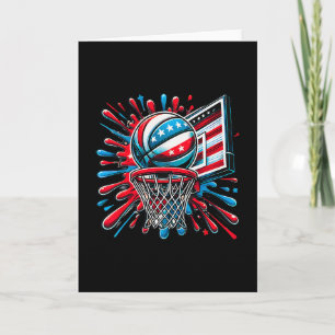 Red White Blue Sketll Color Splash Usa Flag Sketll Card