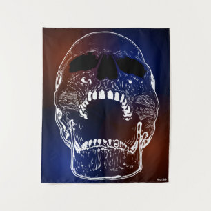 Red White Blue Skull - Human Skull Tapestry