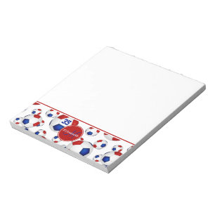 red white blue soccer balls personalised notepad
