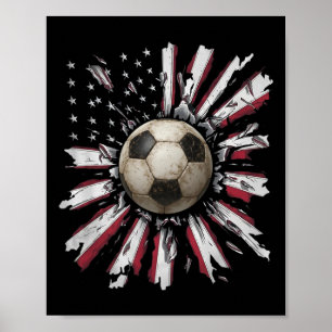 Red-white-blue Soccer Ll Explosion Grunge Street S Poster