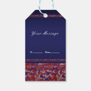 Red White & Blue Sparkle Sequins 4th of July Party Gift Tags