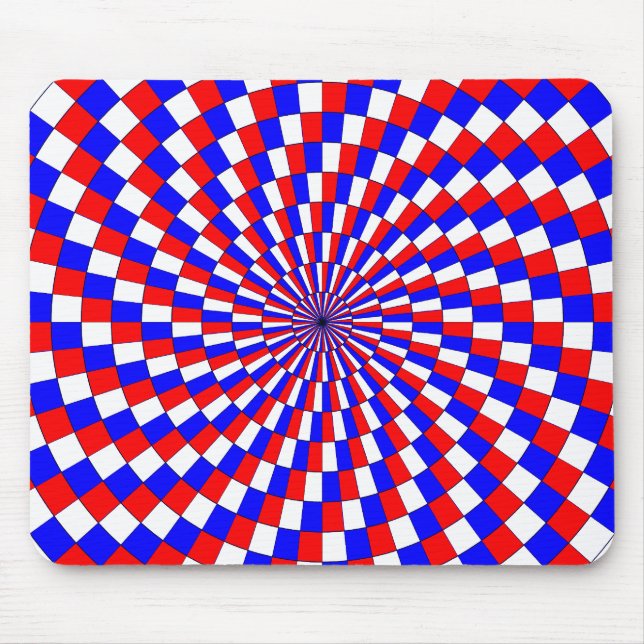 Red White Blue Spiral by Kenneth Yoncich Mouse Pad (Front)