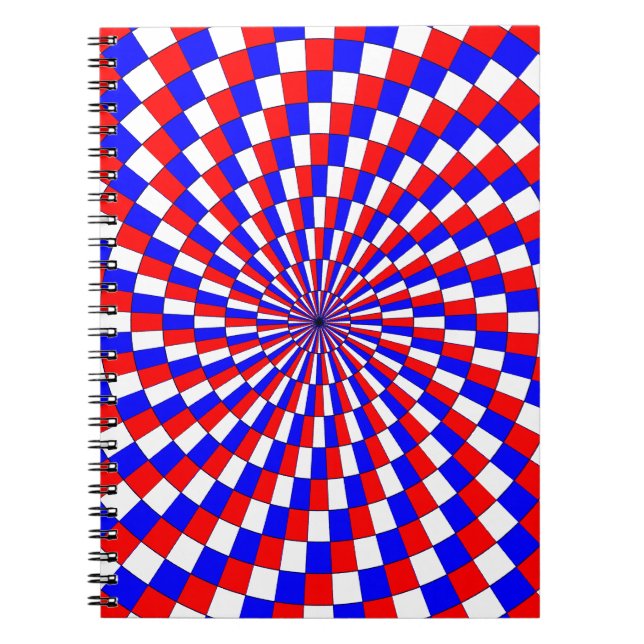 Red White Blue Spiral by Kenneth Yoncich Notebook (Front)