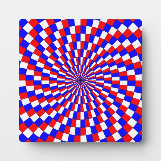 Red White Blue Spiral by Kenneth Yoncich Plaque (Front)