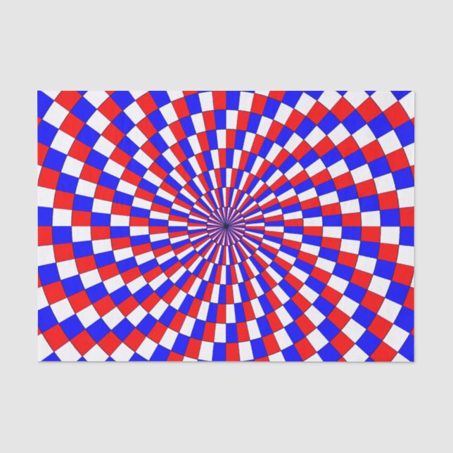 Red White Blue Spiral by Kenneth Yoncich Tissue Paper (Front)