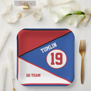 Red, White & Blue Sports Theme Paper Plate