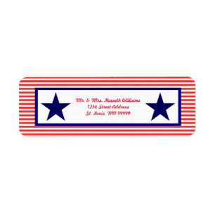 Red White & Blue Star - Address Labels