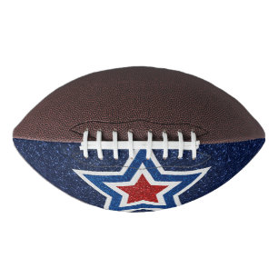 Red, White, Blue Star July 4 Glitter Football