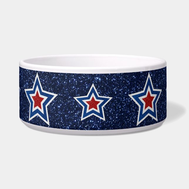 Red, White, Blue Star July 4th Glitter Pet (Front)