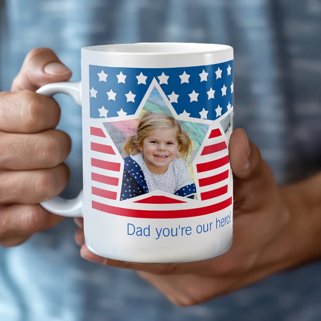 Red White Blue Star Photo Dad Hero Mug (Creator Uploaded)