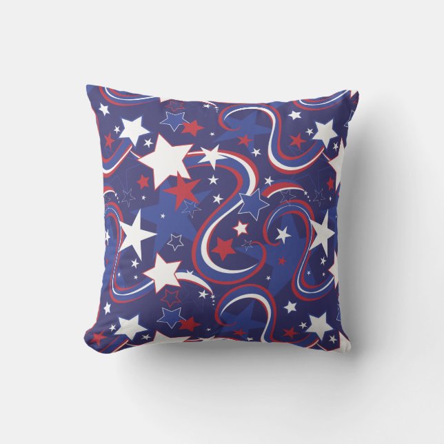 Red White Blue Star Print Pillow (Front)